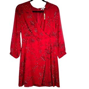 Madewell Womens Hazelwood Faux Wrap Front Mini Dress Windswept Red Floral Size 6